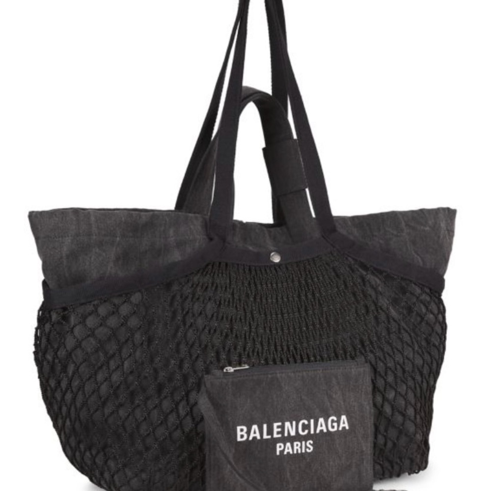 BALENCIAGA Authentic Canvas Fishnet Tote